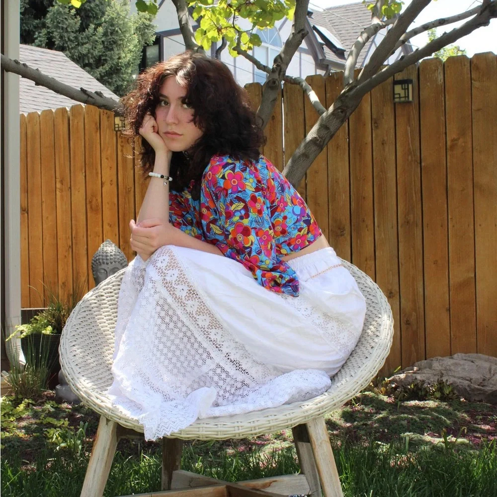 Cottagecore Long White Skirt - Picture 3 of 12